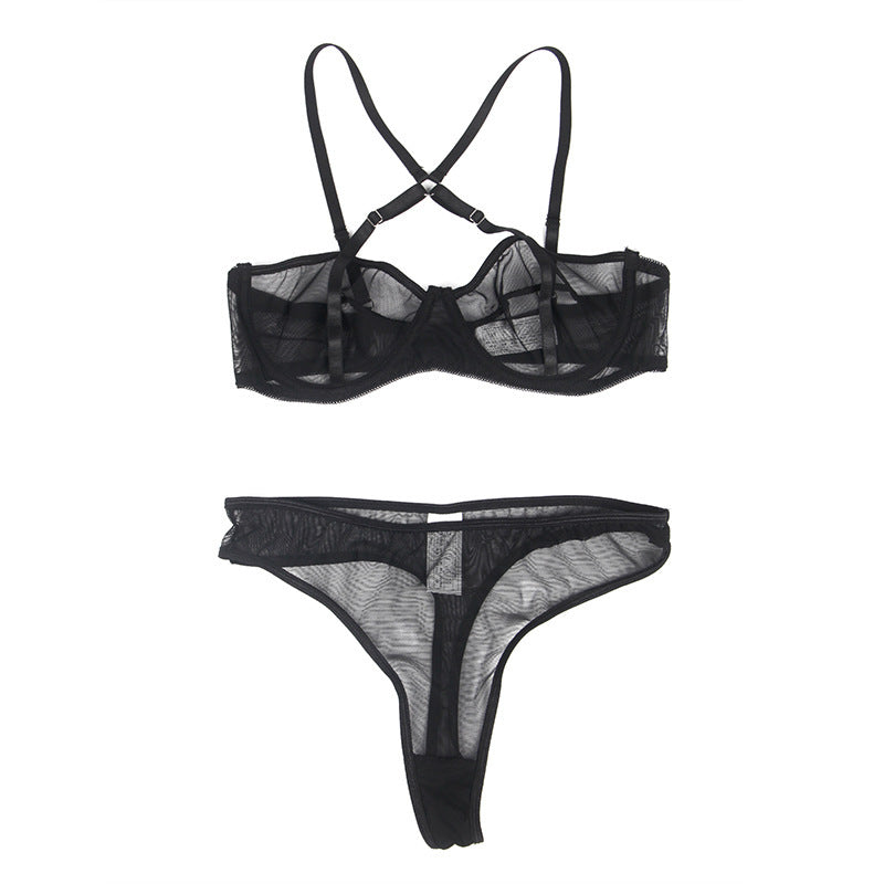 Women's Plus Size Mesh See-through Bra