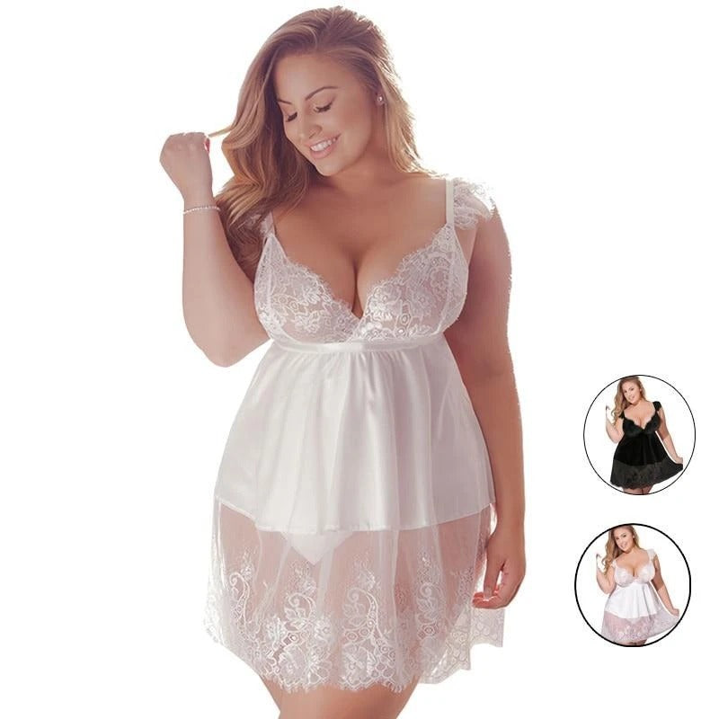 Sexy dentelle couture deux-piece nuisette
