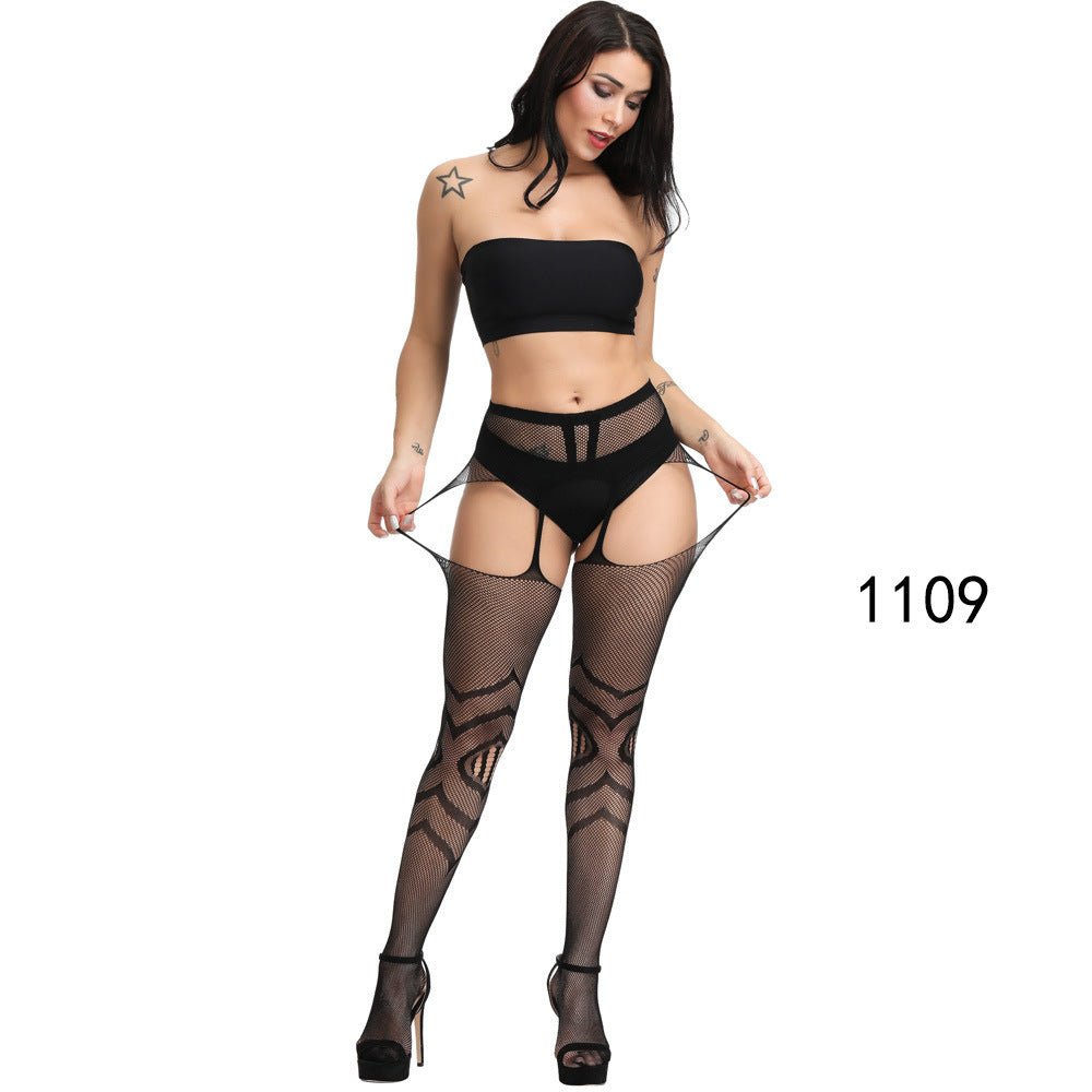 Sexy Garter Stocking Jacquard Pants Hollow