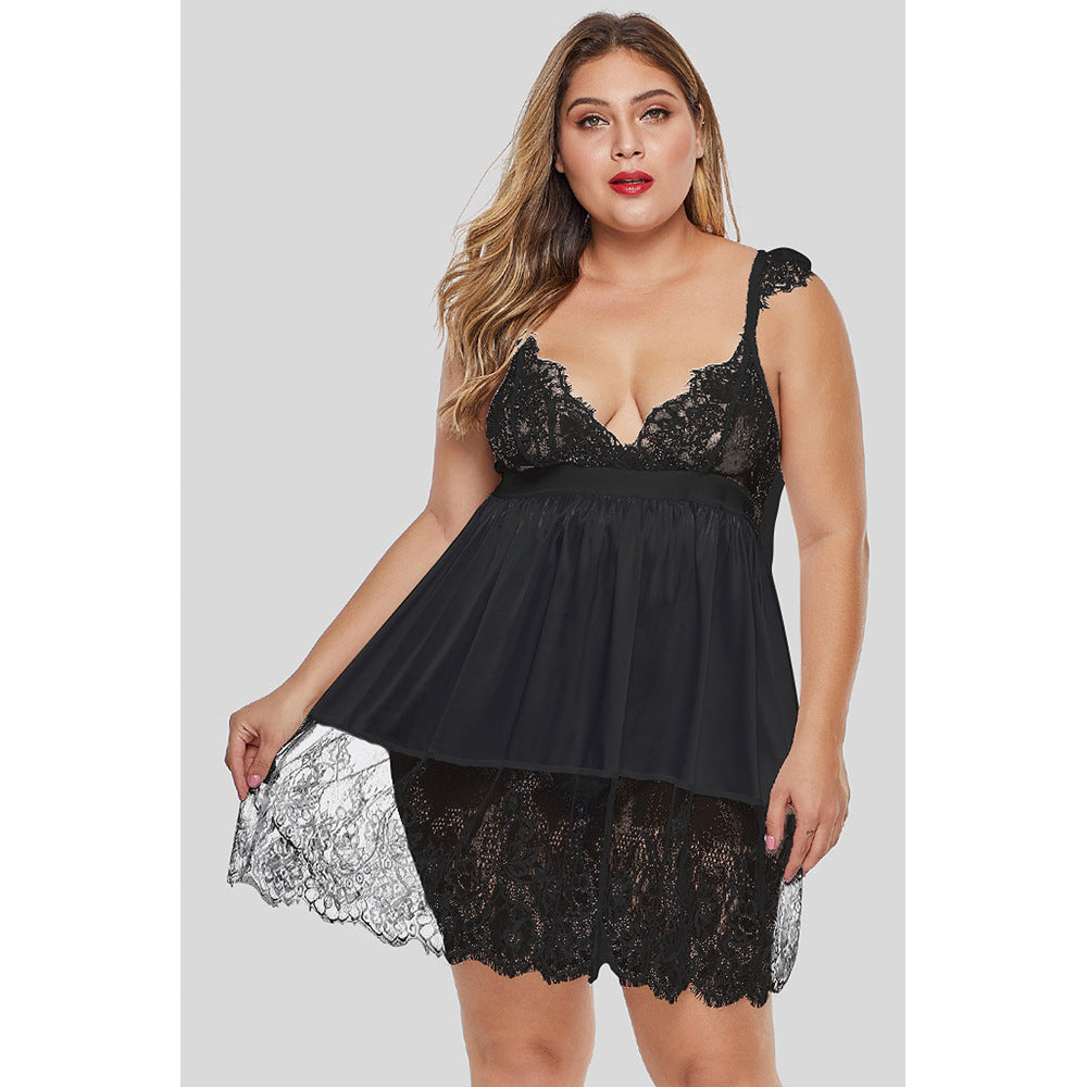 Sexy dentelle couture deux-piece nuisette