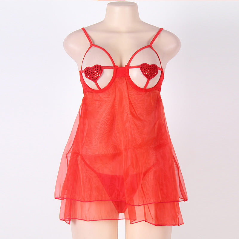 Women's Fashion Mesh Pajamas Suspenders Nightdress