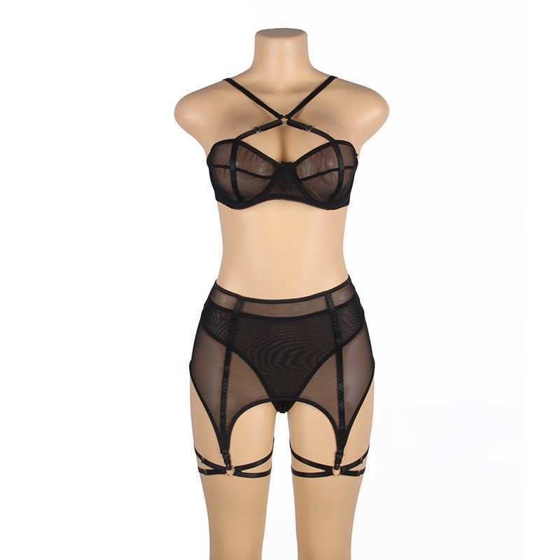 Women's Plus Size Mesh See-through Bra