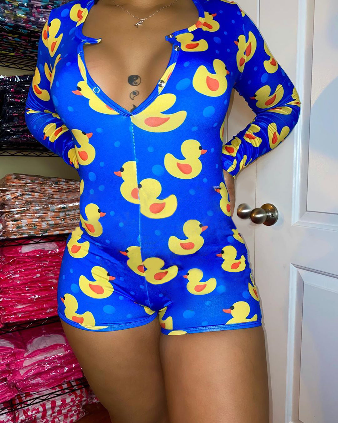 Explosive Element Printing Sexy European And American Plus Size Homewear One-piece Pajamas
