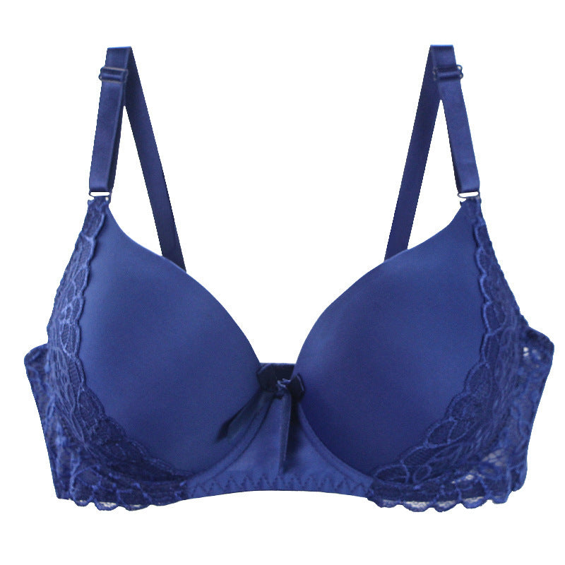 Plus Size Comfort French Lace Pure Shiny Side Bra