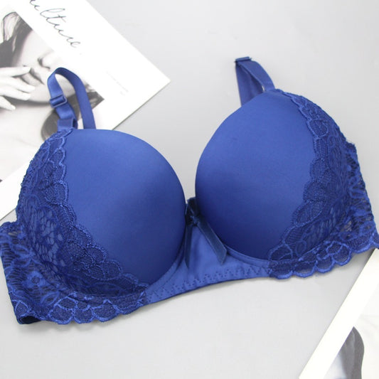 Plus Size Comfort French Lace Pure Shiny Side Bra